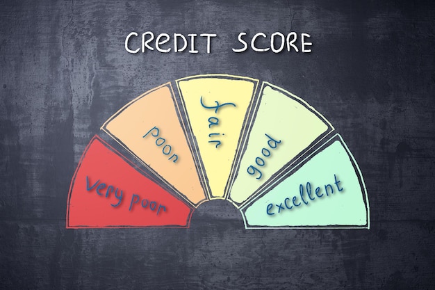 A graph showing the breakdown of factors that influence a credit score, with percentages assigned to each factor: payment history, credit utilization, credit age, credit mix, and new credit. The graph is colorful and easy to understand.