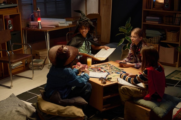 A group of diverse students sitting in a circle, brainstorming ideas and writing on notebooks. The atmosphere is collaborative and creative.