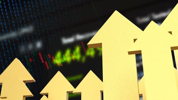 A graph depicting various investment options (stocks, bonds, real estate, commodities) with arrows indicating their potential growth relative to an inflation line. The title is 