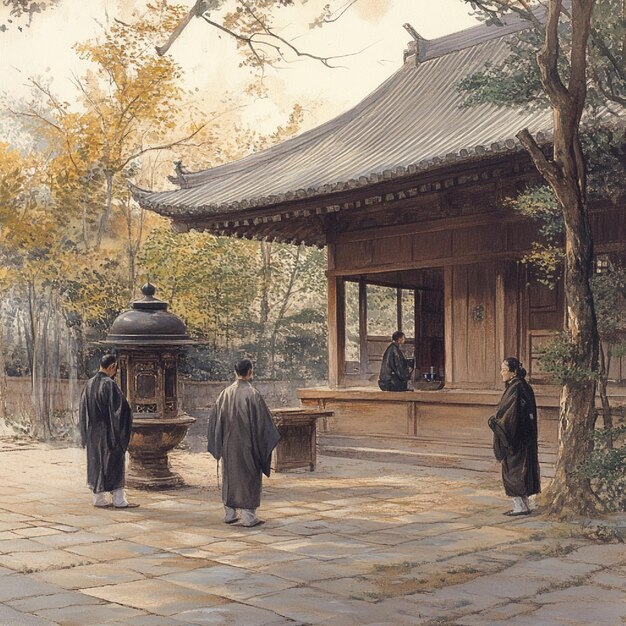 A still image from a historical K-drama set in a Joseon dynasty palace, featuring a group of actors in traditional hanboks engaging in a serious discussion amidst ornate royal architecture. Soft, natural lighting enhances the scene's regal and historical atmosphere.
