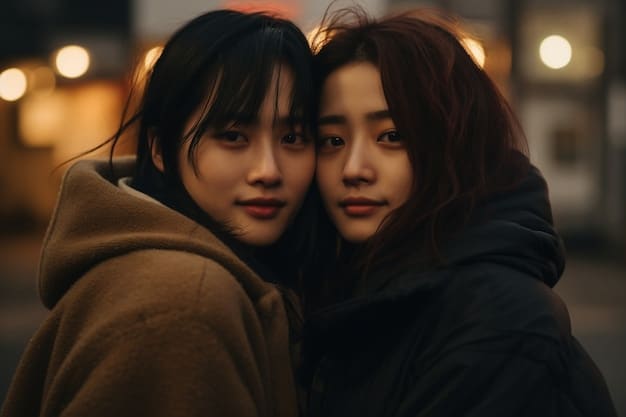 A close-up shot of two K-drama leads sharing a tender moment, with soft lighting highlighting their expressions and the genuine emotion between them. Their eyes are locked in a gentle gaze, and the background is slightly blurred to keep the focus on their connection.