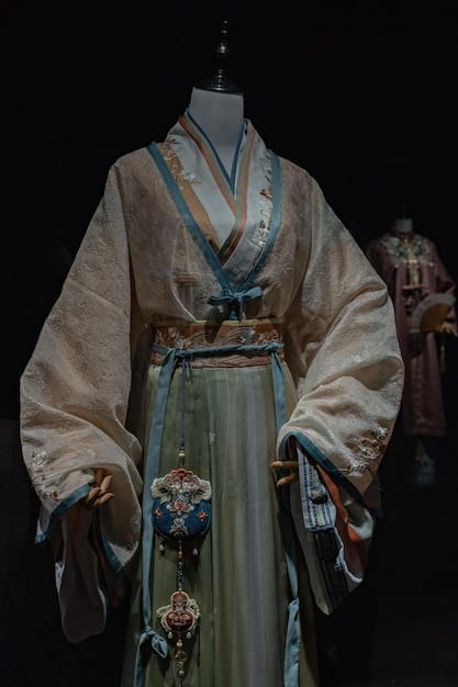 A detailed close-up of a traditional Korean royal costume (Gwanbok) from the Joseon Dynasty, showcasing the intricate embroidery and high-quality materials used. The image should highlight the attention to detail in recreating historical garments.