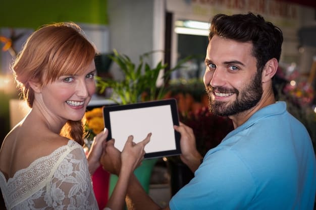 A close-up shot of two people discussing a TV show enthusiastically, with a tablet showing an episode recap on the table in front of them.