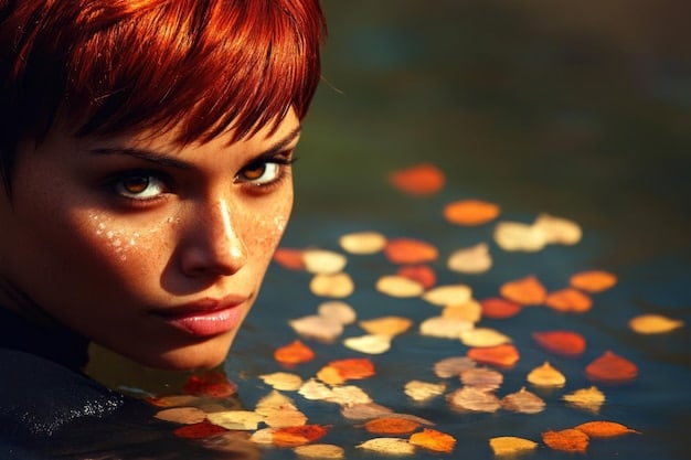 A close-up shot of the main character's face, showing a mix of determination and vulnerability. The background is blurred, focusing all attention on their emotional state.
