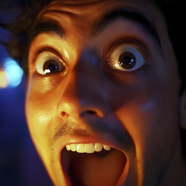 A close-up shot of a character's face as they react to a shocking revelation, with intense emotion visible in their eyes and facial expression.