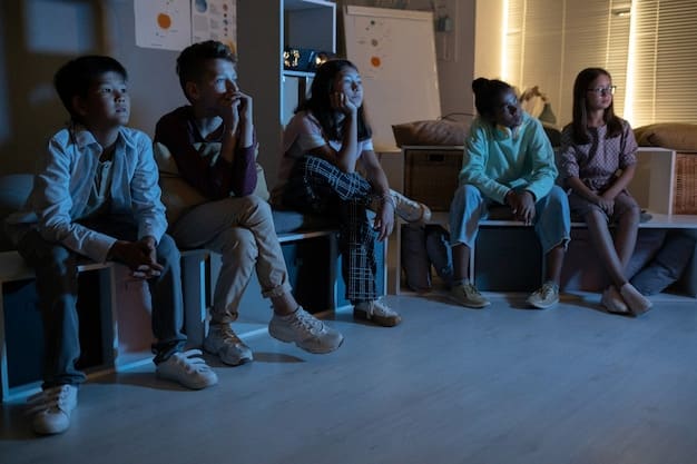 A dimly lit room where characters are gathered, engaged in a tense discussion, with a focus on the expressions of suspicion and distrust on their faces.
