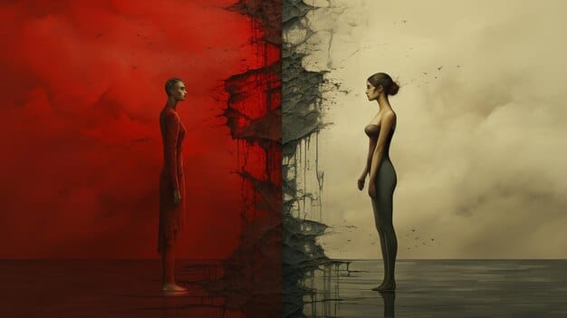 A split image showing two contrasting scenes from a dramatic film: one of intense conflict and the other of quiet reconciliation, highlighting the emotional range of the genre.