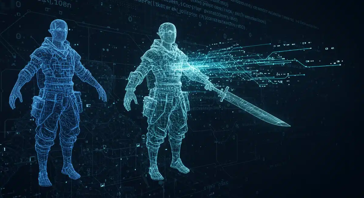 AI algorithm designing and refining a video game character model