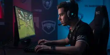 Dedicated American gamer practicing intensely for esports competition