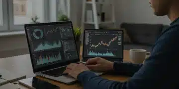 Person analyzing data on laptop for online money-making opportunities