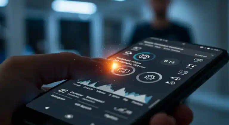 Android phone displaying performance optimization settings and charts