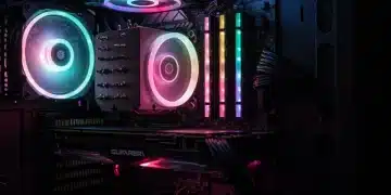 High-end gaming PC components glowing with RGB lighting inside a modern case