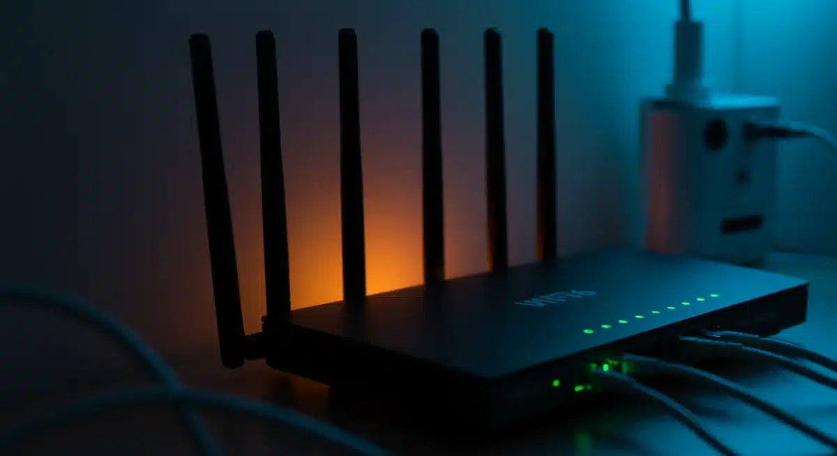 Modern Wi-Fi 6 router with multiple antennas, optimizing home network.