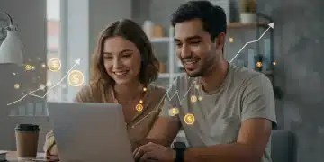 Your 2026 Income Plan: Earn Your First $1,000 Online Smiling man and woman earning online with a laptop, symbolizing digital income success.