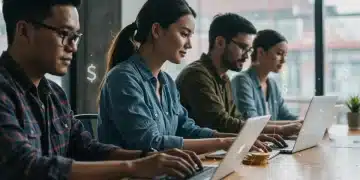 Young professionals analyzing digital trends for online income in 2026