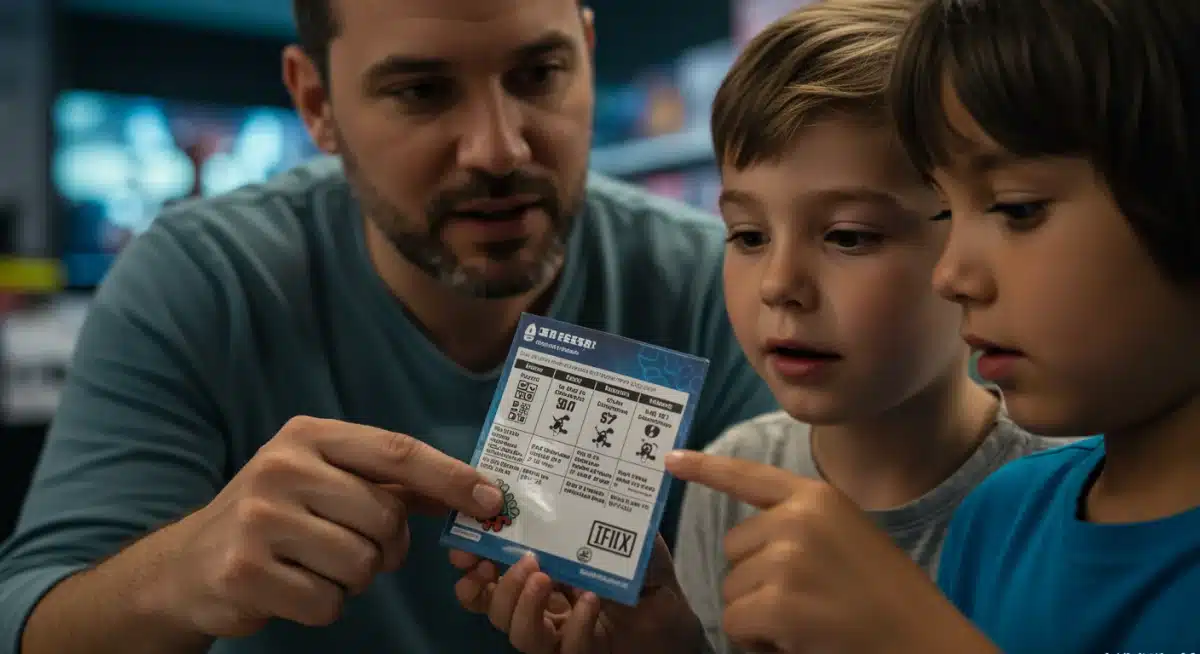 Parent and child examining new ESRB game rating