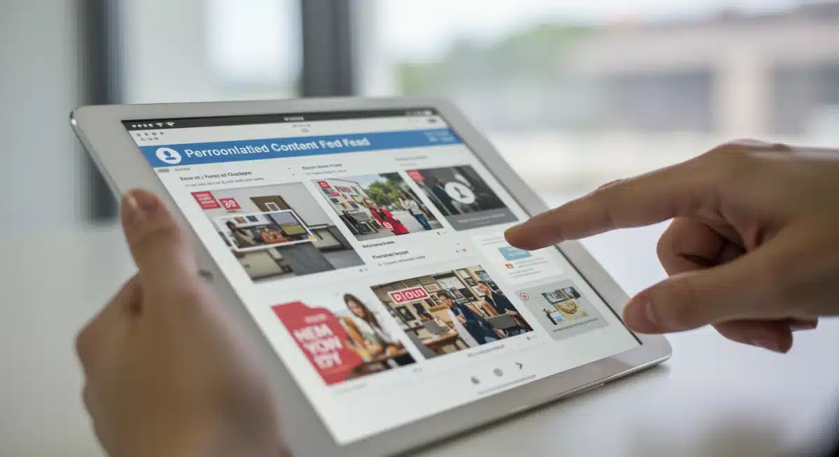 Personalized content feed on a tablet, showcasing AI recommendations