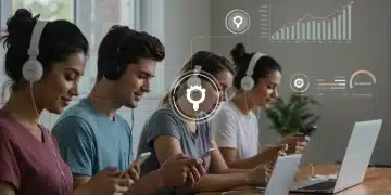 Podcast Power Shift: Niche Audio Genres Gaining Traction in US Young adults engaged in listening to diverse podcast niche genres on mobile devices