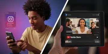 Reels vs. Shorts: Q1 2026 US Audience Showdown Young adults engaging with Instagram Reels and YouTube Shorts on mobile devices, illustrating the platform competition.