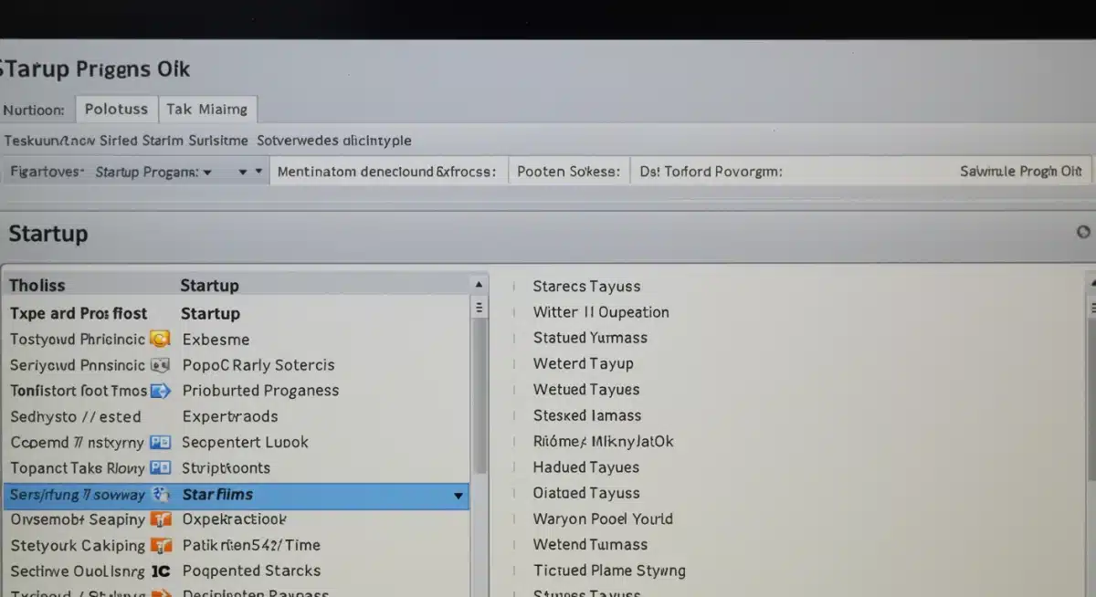 Computer screen showing Task Manager startup tab with applications listed for optimization.