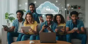 Young Americans enjoying cloud gaming on multiple devices