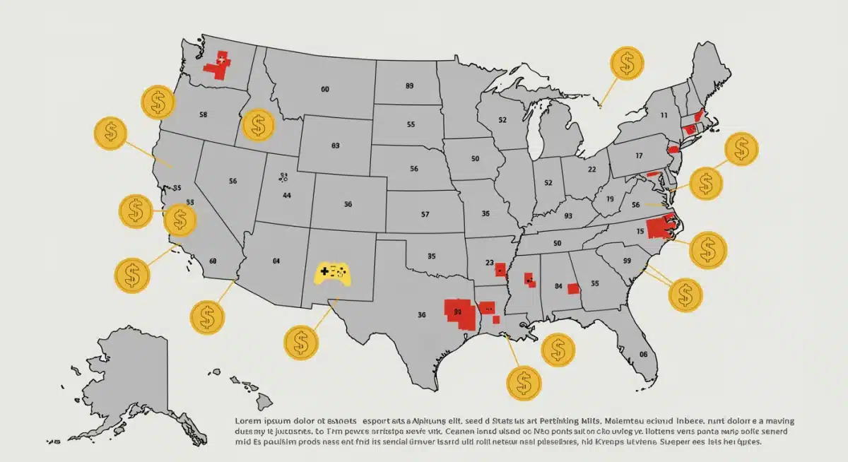 Map of US states showing diverse esports betting regulatory statuses and legal frameworks.