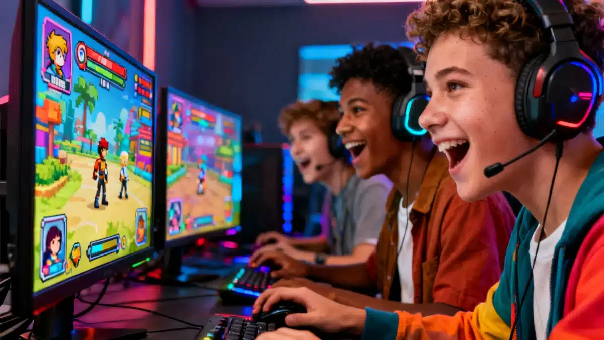Gamers experiencing innovative indie game mechanics on various devices.