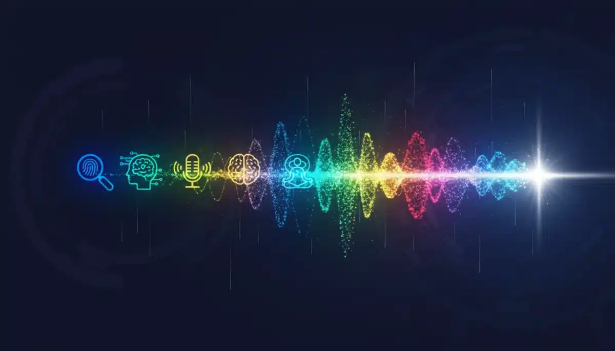Visual representation of diverse podcast genres converging into a powerful audio stream, symbolizing the growing influence of podcasts.