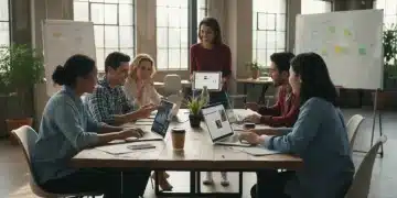 Entrepreneurs collaborating to sell digital products online