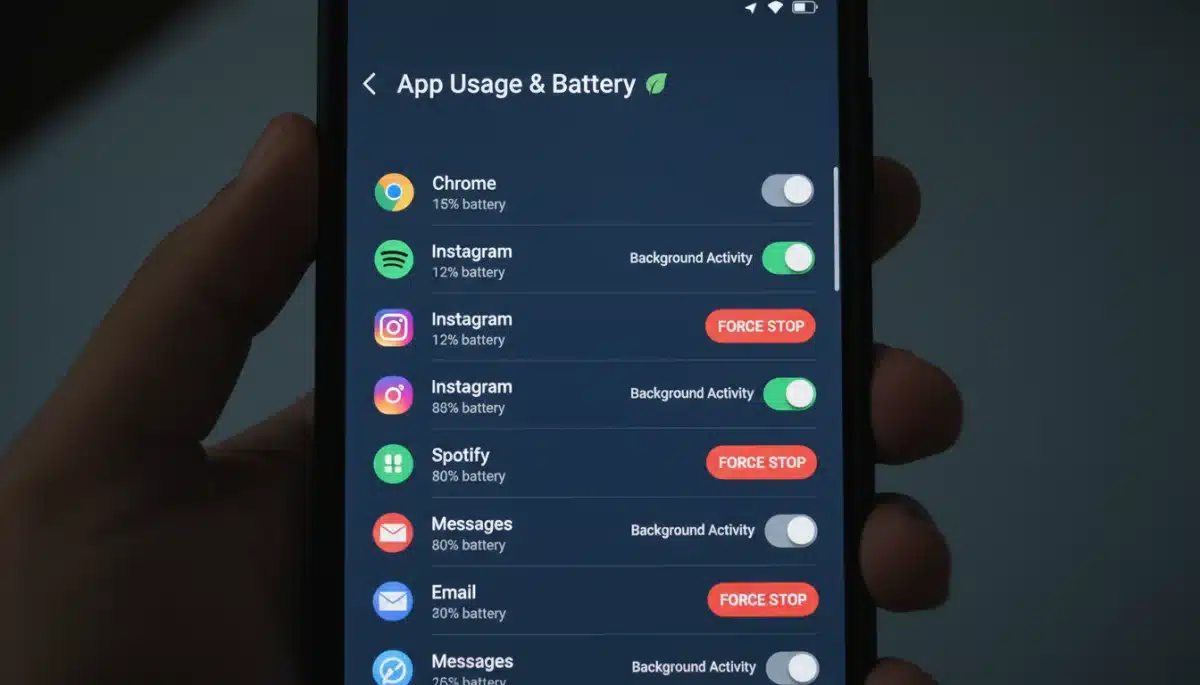 Smartphone screen showing app management and background activity settings