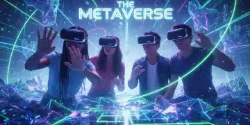 US gamers exploring the metaverse with VR headsets, digital creation tools